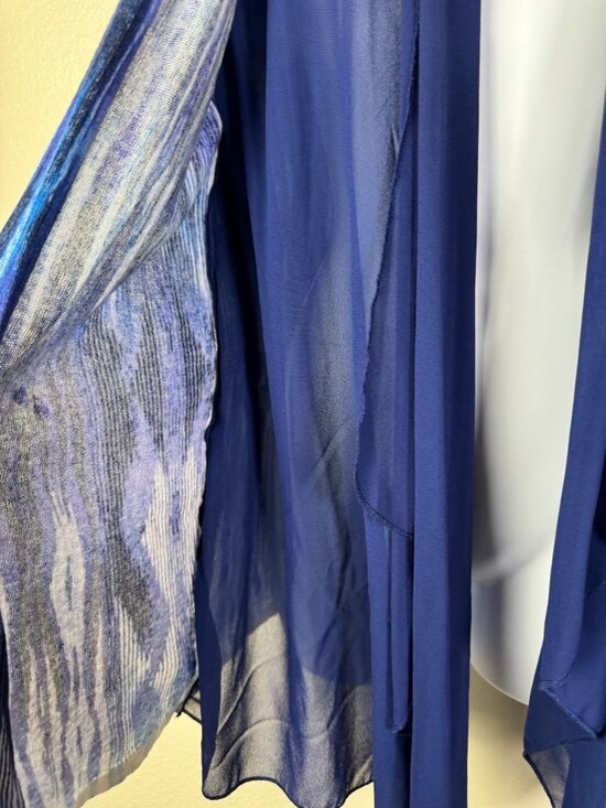 Chicos 1 Linen Blend Open Front Cardigan Size Medium Lightweight Knit Abstract - Picture 8 of 12